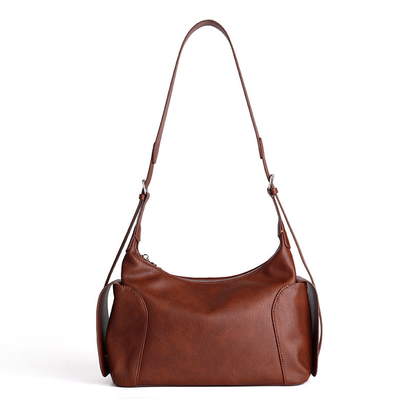 Top Layer Cowhide Hobo Tote Bag for Women Large Capacity Fall Winter Shoulder Crossbody Handbag, Slouchy Genuine Leather Purse with Versatile Commuter Style