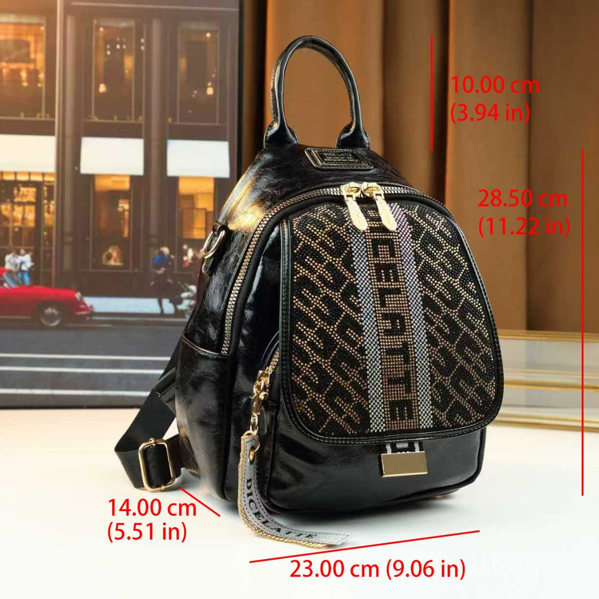 Rhinestone Embellished Backpack for Women Spring Casual Travel Daypack, Multi-Functional Commuter Purse with Sparkly Design