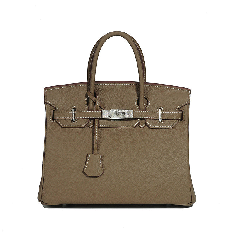 New Arrival Rhinestone-Embellished Pebbled Leather Tote Bag, Birkin & Kelly-Inspired Top-Handle Shoulder Crossbody Handbag with Large Capacity, Premium Everyday Purse