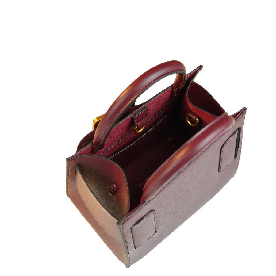 Square Buckle Mini Bag for Women Niche Designer Top Handle Purse, Premium Solid Color Shoulder Crossbody Handbag with Elegant Hardware Accent