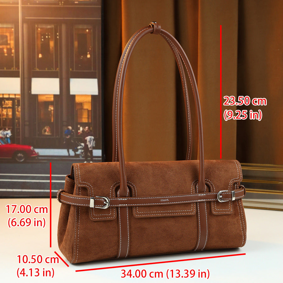 Vintage Belt Buckle Tote Bag for Women Large Capacity Square Shoulder Underarm Purse, Retro Hardware Design with Versatile Everyday Appeal