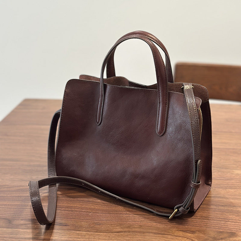 Genuine Top Layer Cowhide Tote Bag for Women, New Spring Casual Versatile Shoulder Crossbody Purse, Small Leather Handbag for Ladies