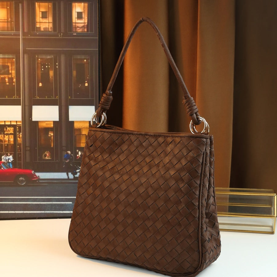 Vintage Woven Pillow Bag for Women Fall Winter Shoulder Crossbody Handbag, Premium Commuter Purse with Soft Textured Design