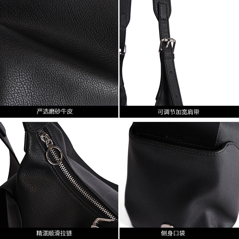 Top Layer Cowhide Hobo Tote Bag for Women Large Capacity Fall Winter Shoulder Crossbody Handbag, Slouchy Genuine Leather Purse with Versatile Commuter Style
