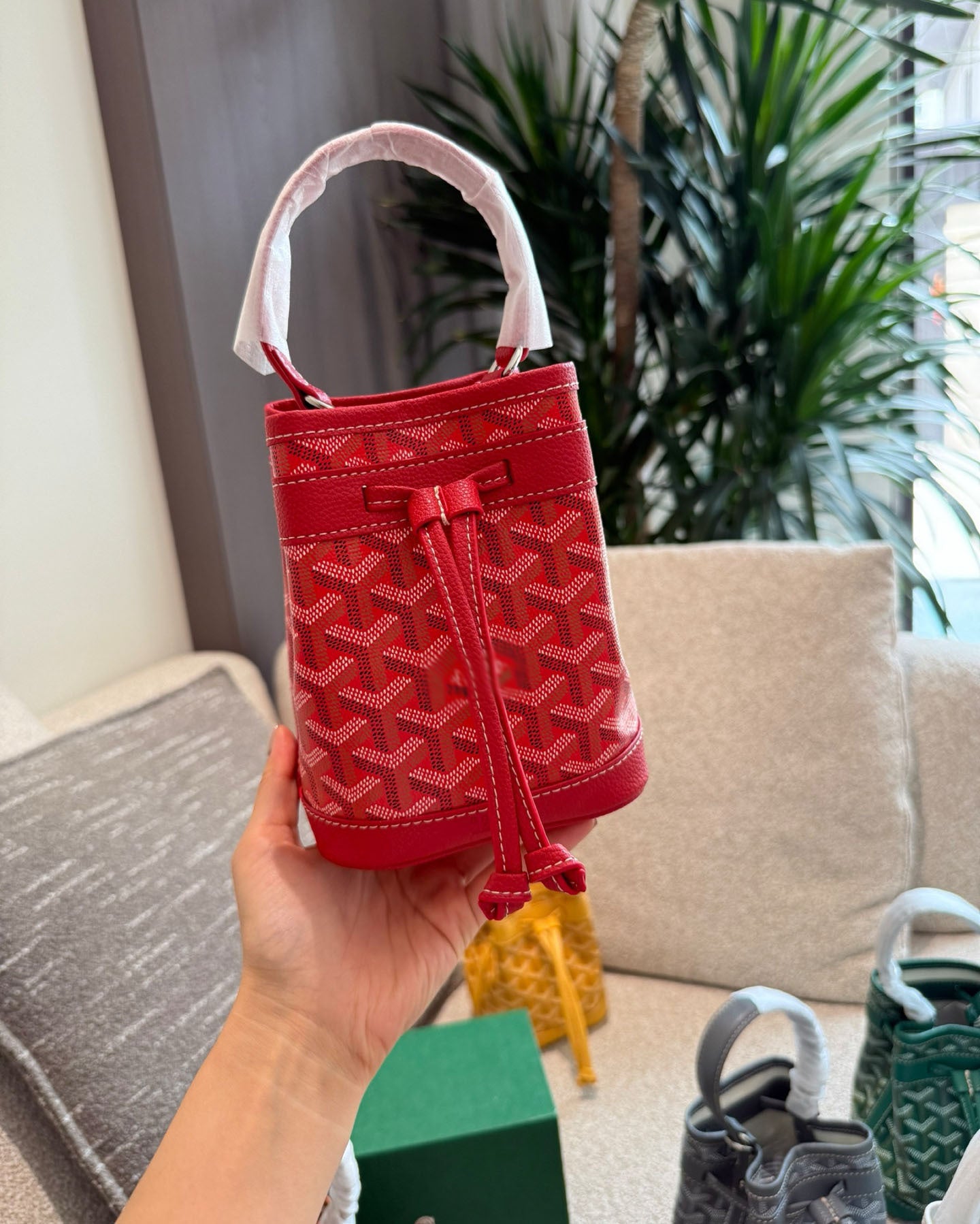Gaodeya PETIT FLOT Mini Bucket Bag, Dog Tooth Pattern Custom, High-End Light Luxury New Ins Style