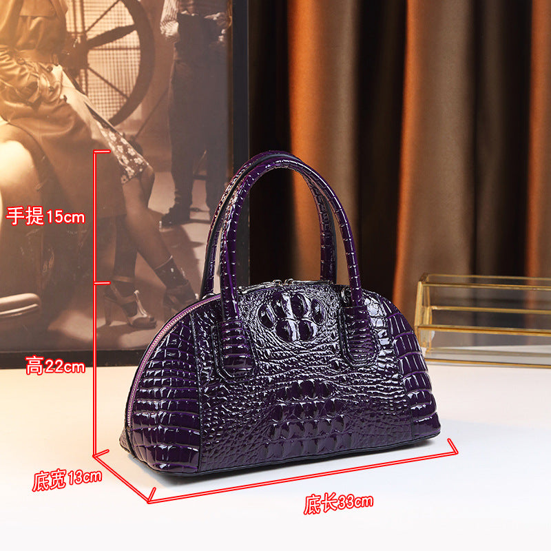 Chic Solid Color Croc-Effect Business Commuter Tote Bag for Women, A Minimalist Top-Handle Handbag with Elegant Premium Design, Perfect for Work & Everyday