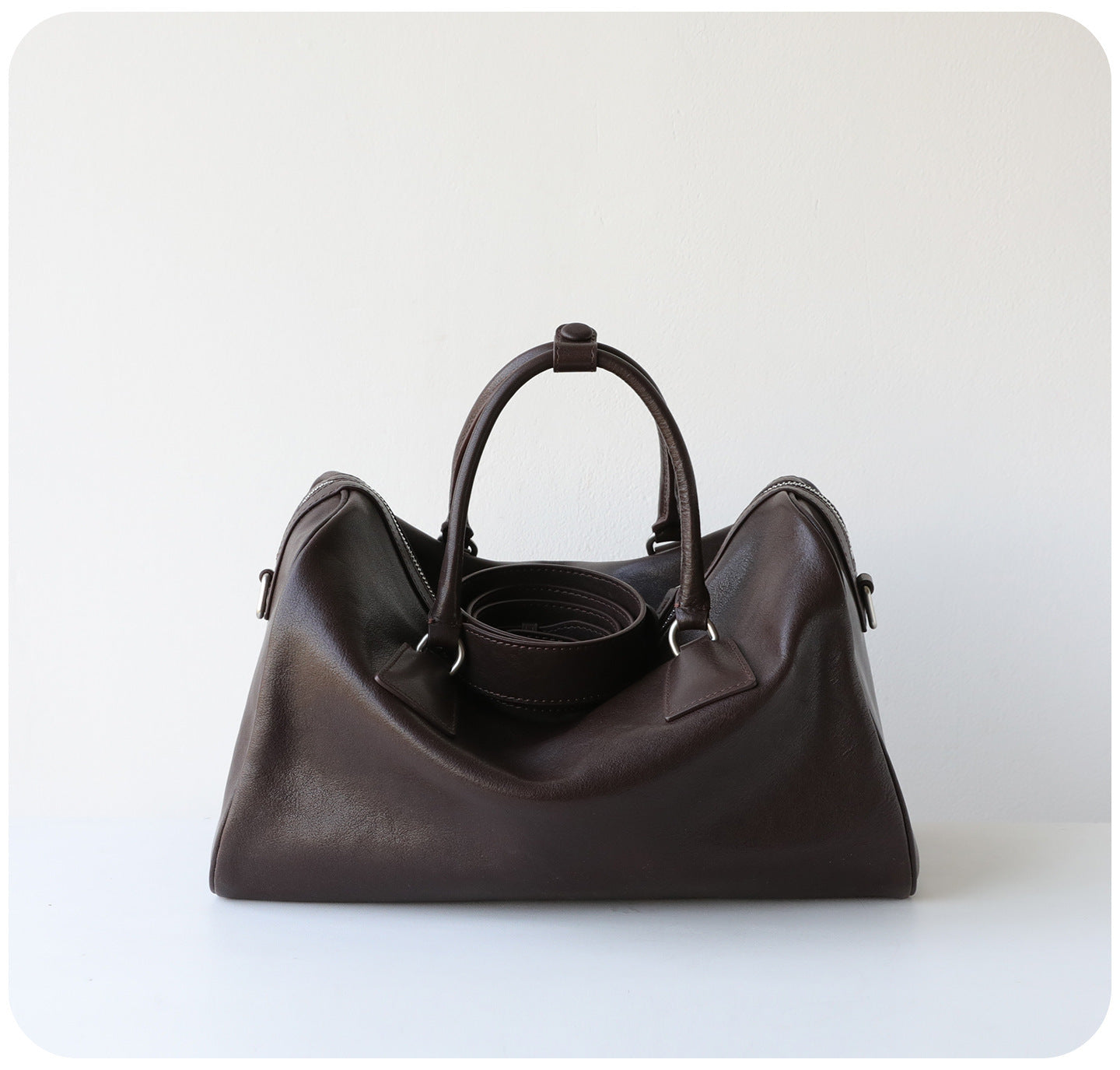 Vegetable-Tanned Cowhide Boston Pillow Tote Bag for Women Large Capacity Shoulder Crossbody Handbag, Vintage Genuine Leather Purse with Soft Texture
