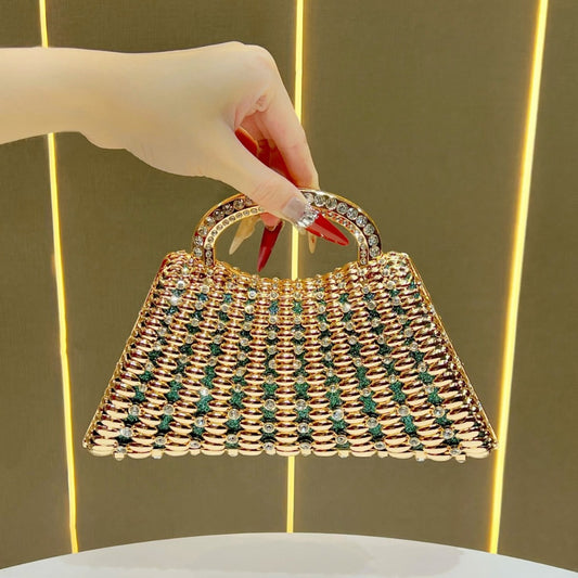 Exquisite Rhinestone-Embellished Evening Clutch for Women, A Light Luxury Crystal-Studded Top-Handle Handbag with Removable Crossbody Strap, Perfect for Banquets Weddings & Formal Events
