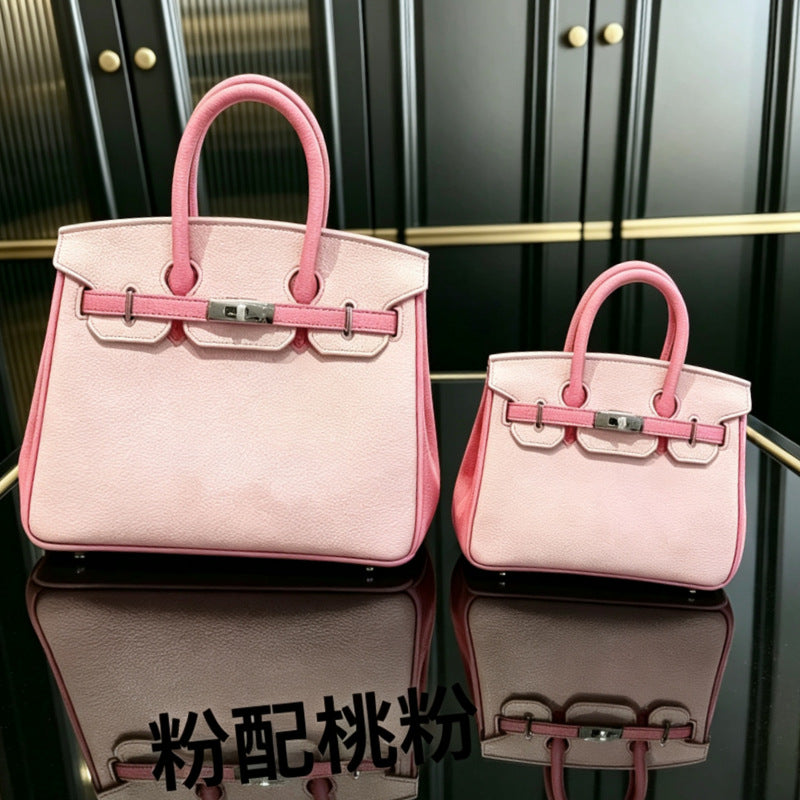 Premium Genuine Leather Birkin-Inspired Tote Bag for Women, Spacious Large Capacity Handbag with Versatile Shoulder Crossbody Carry, Perfect for Banquets Work & Everyday Style
