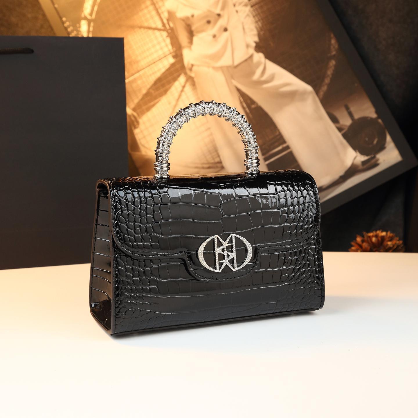 New Arrival Minimalist Croc-Effect Light Luxury Bag for Women, An Elegant Top-Handle Crossbody Shoulder Commuter Handbag with Fashionable Design