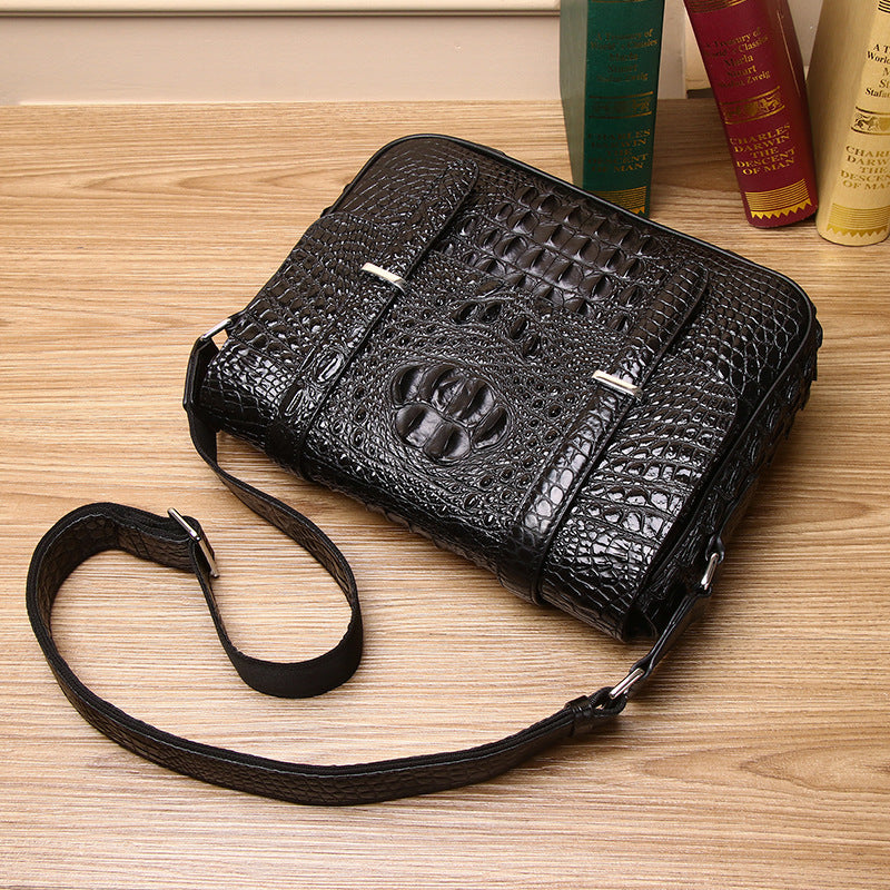 New Arrival Waterproof Silicone Croc-Effect Cambridge Satchel for Men, A Casual Business Crossbody Shoulder Bag with Durable Silicone Finish
