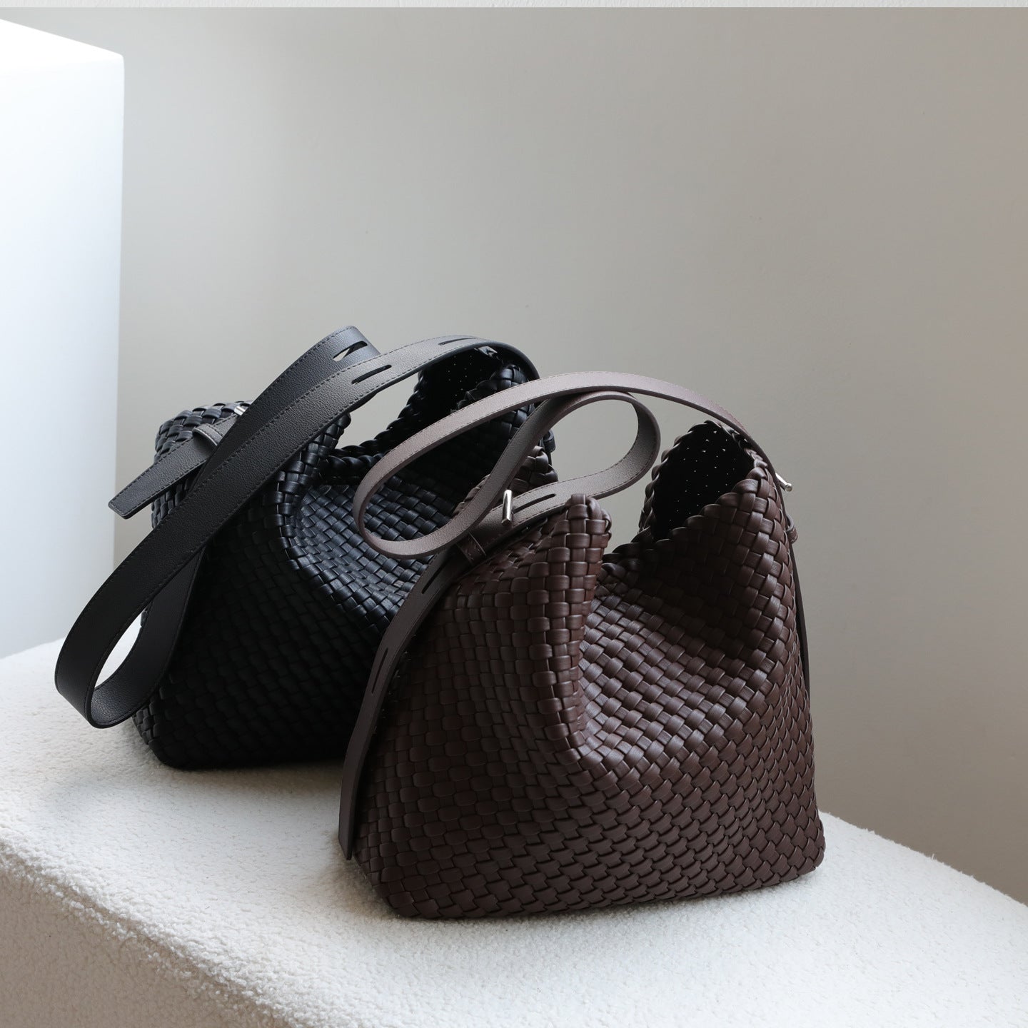 Handwoven Bucket Bag Set for Women Large Capacity Shoulder Underarm Handbag, Versatile Commuter Purse with Detachable Sub-Bag