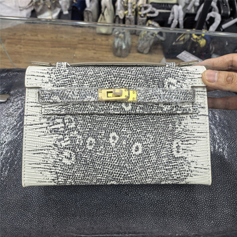 Lizard Embossed Kelly Mini Bag for Women Multi-Functional Shoulder Crossbody Handbag, Versatile Trendy Purse with Exotic Texture