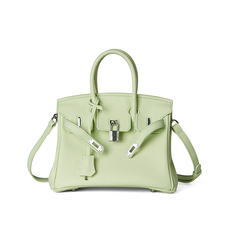 Premium Top-Layer Cowhide Leather Tote Bag for Women, Textured Grain Finish with Spacious Large Capacity, Unique Boutique Handbag with Turn-Lock Closure