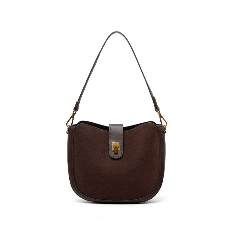 Genuine Leather Vintage Saddle Bag for Women, New Niche Design Commute Shoulder Crossbody Top Handle Purse, Premium Versatile Everyday Handbag for Ladies