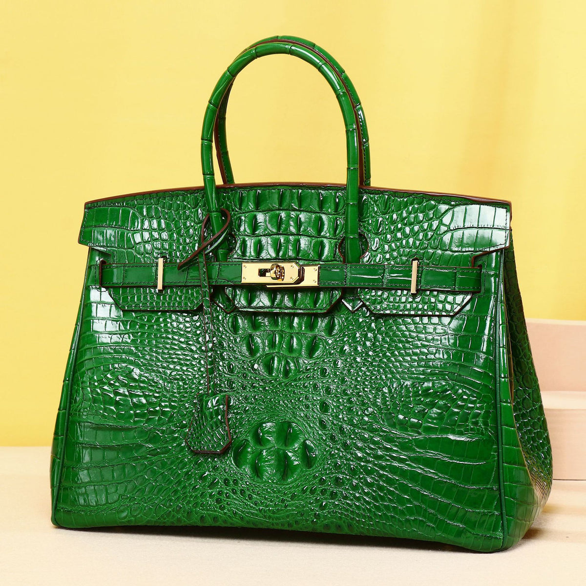 Chic Croc-Embossed Birkin-Inspired Tote Bag for Women, Minimalist Top-Handle Crossbody Handbag with Spacious Large Capacity & Premium Quality, Versatile Everyday Purse