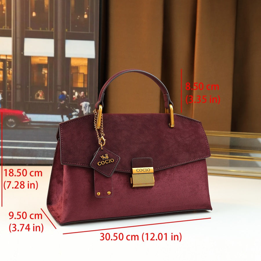 Pebble Grain Lock Clasp Bag for Women Fall Winter Original Design Shoulder Crossbody Purse, Premium Textured Handbag with Elegant Hardware Accent