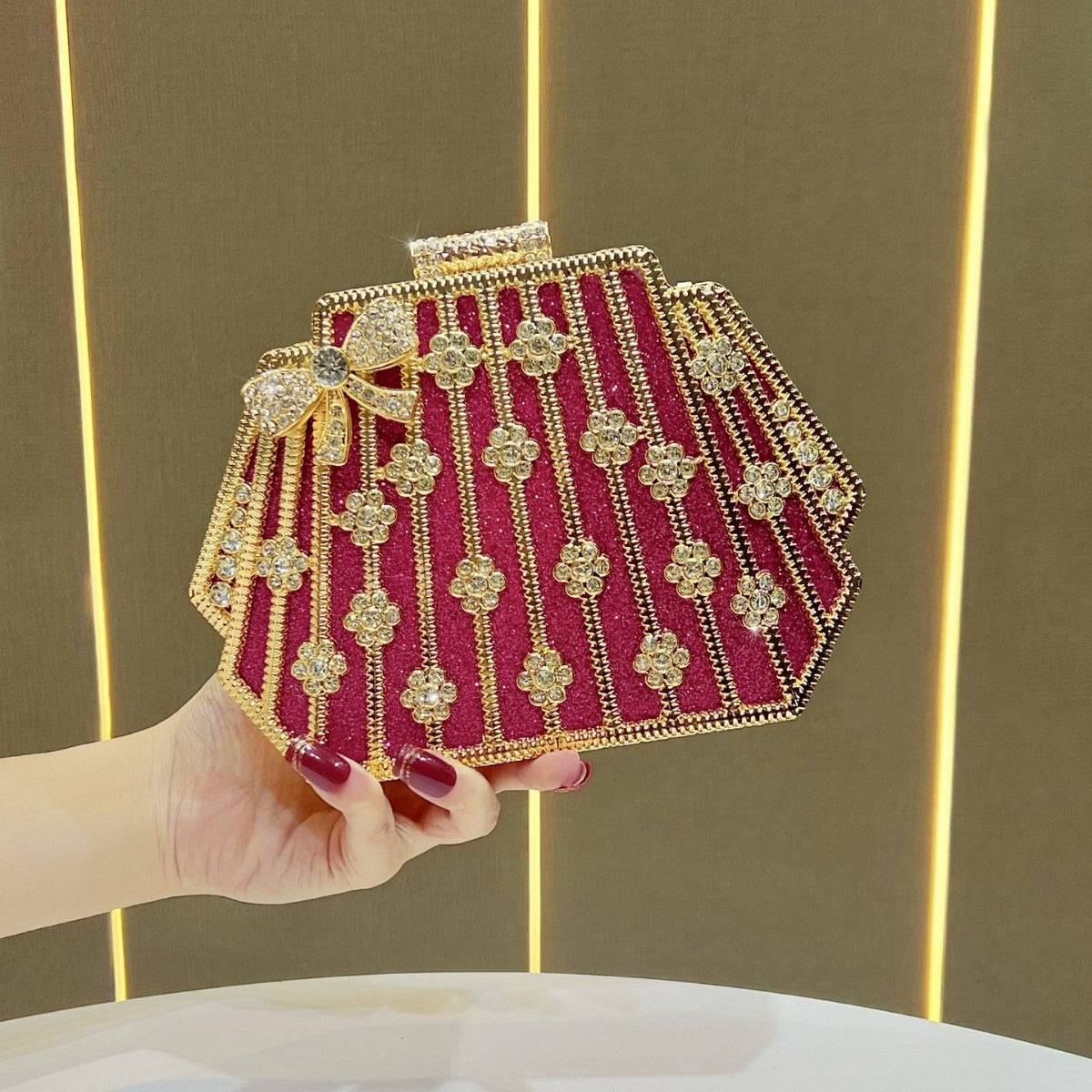 Women's Rhinestone-Embellished Light Luxury Evening Clutch, Premium Glamorous Top-Handle Crossbody Bag with Versatile Design, New Fashion Purse