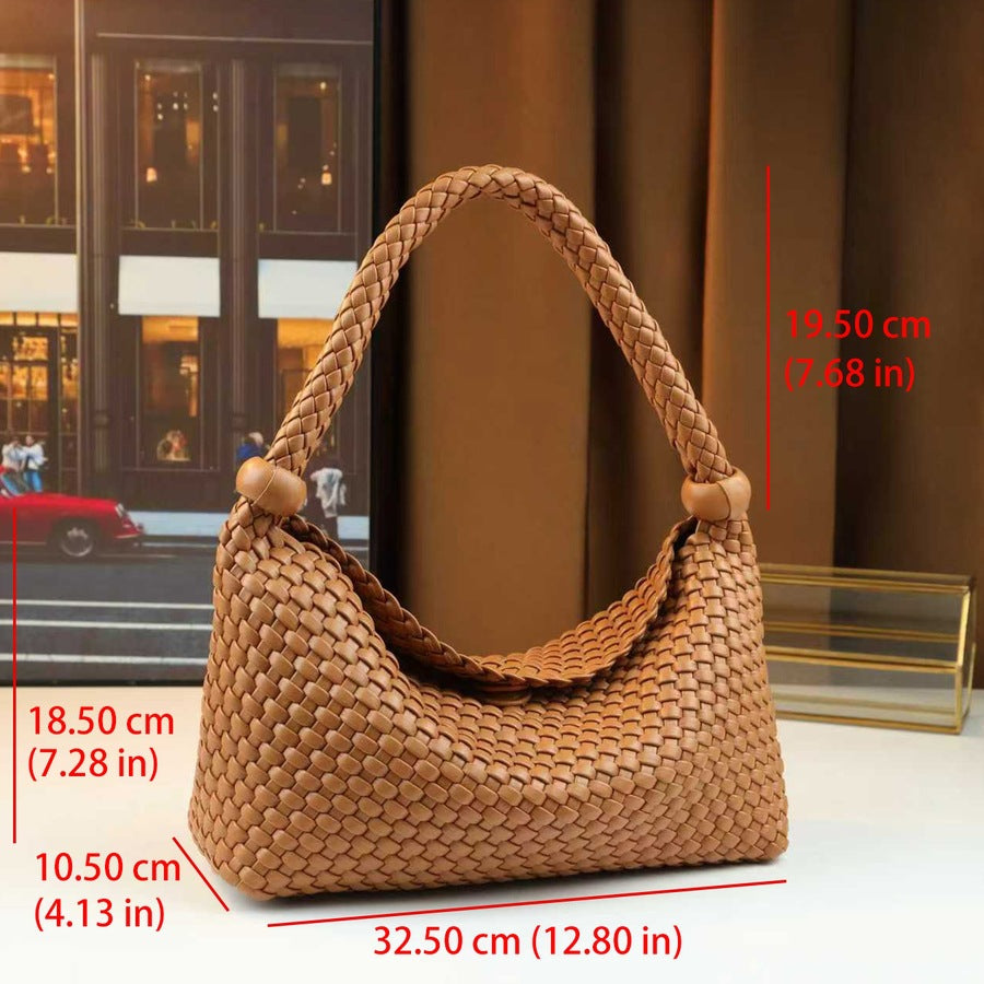 French Woven Dumpling Bag for Women Niche Underarm Shoulder Handbag, Large Capacity Casual Purse with Artisan Woven Texture