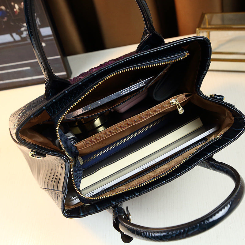 New Arrival Multi-Color Croc-Effect Business Commuter Bag for Women, A Large Capacity Top-Handle Shoulder Crossbody Handbag with Trendy Design 7917