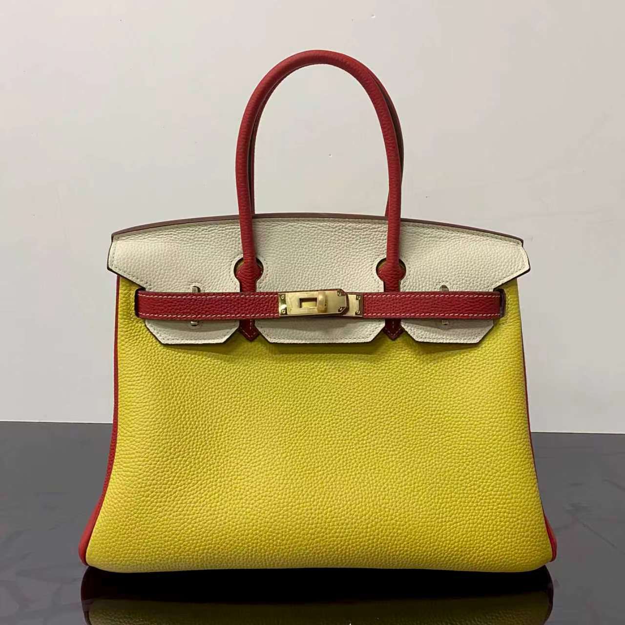 New Arrival Color-Blocked Birkin-Inspired Tote Bag for Women, Premium Top-Layer Cowhide Leather Large Capacity Shoulder Crossbody Handbag with Fashionable Design
