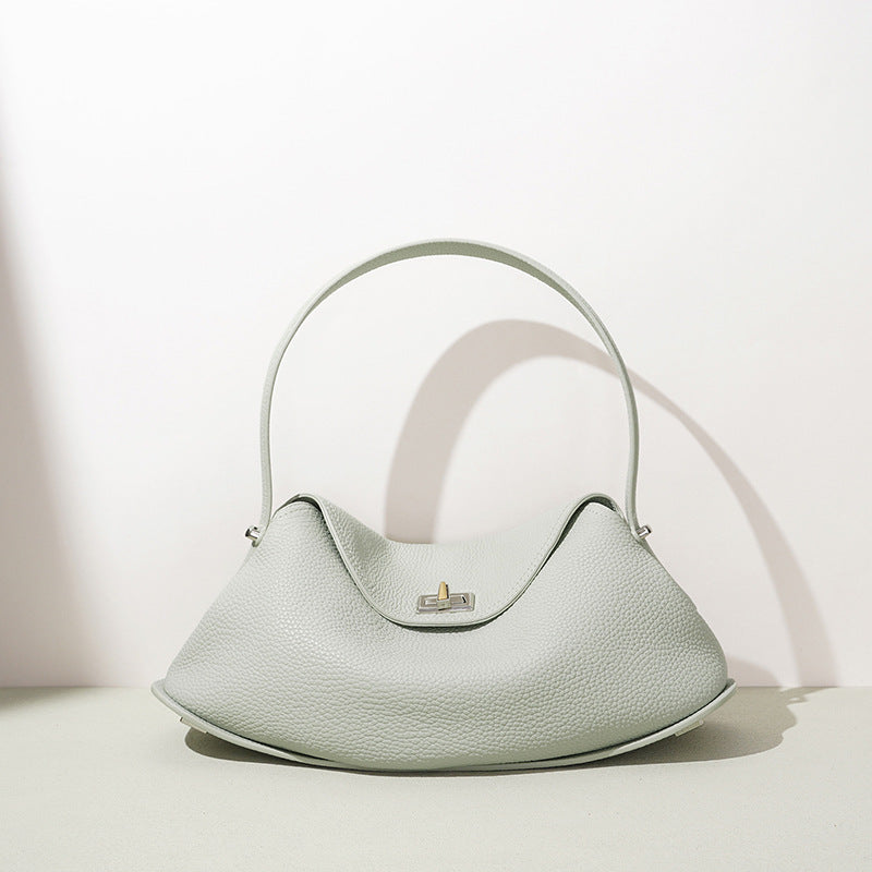 Bestseller Pebbled Leather Versatile Shoulder Bag, Top Layer Cowhide Underarm Top Handle Purse, Fashionable Commute Crossbody Handbag for Women