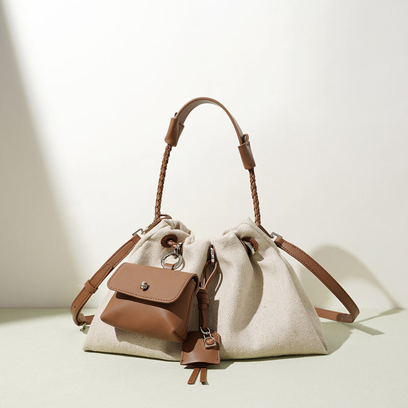 Genuine Leather Drawstring Cloud Bag for Women, Fashionable Versatile Shoulder Crossbody Top Handle Purse, Premium Minimalist Large Capacity Handbag for Ladies
