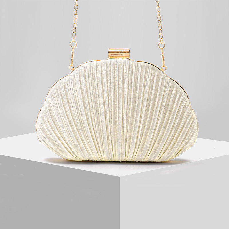 Shell-Shape Evening Clutch for Women, Formal Gown Party Shoulder Chain Bag, Light Luxury Versatile Box Purse for Weddings and Ladies