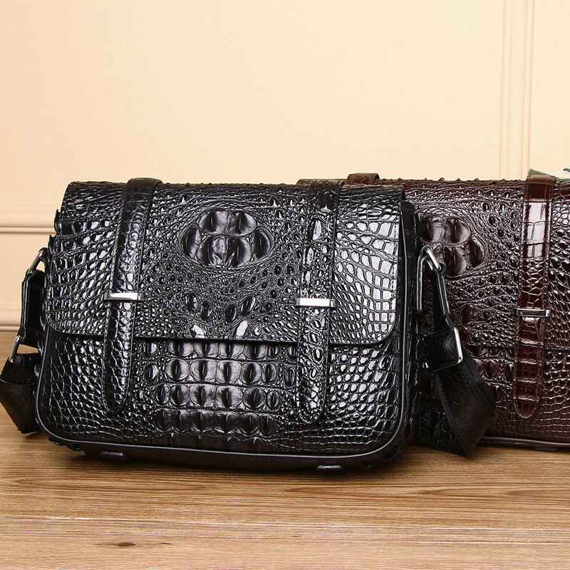 New Arrival Waterproof Silicone Croc-Effect Cambridge Satchel for Men, A Casual Business Crossbody Shoulder Bag with Durable Silicone Finish