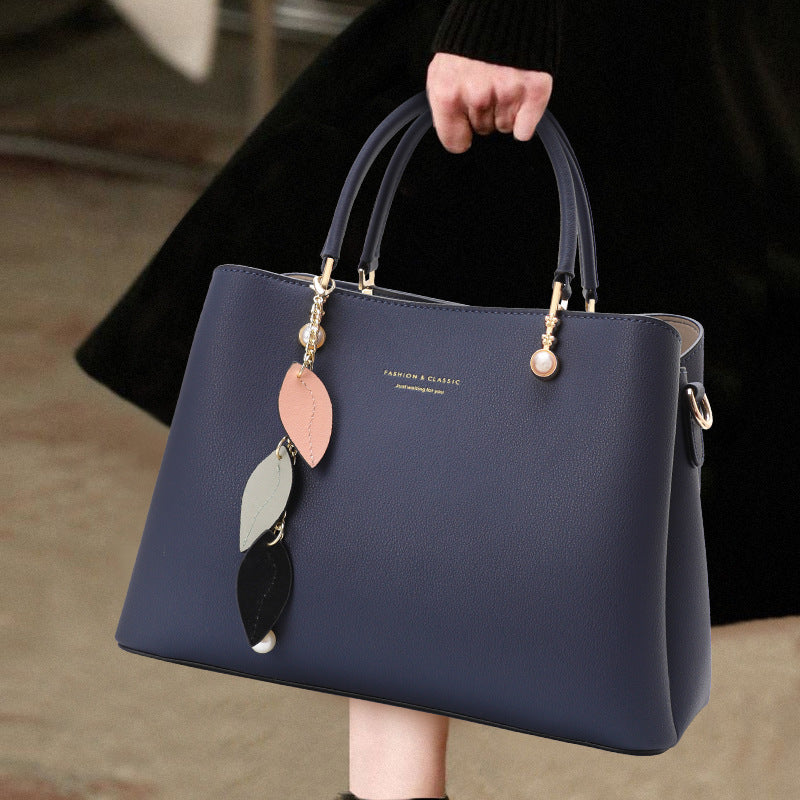 New Light Luxury Genuine Leather Mom Bag, Crossbody Shoulder Top Handle Purse, Premium Commute Handbag for Women