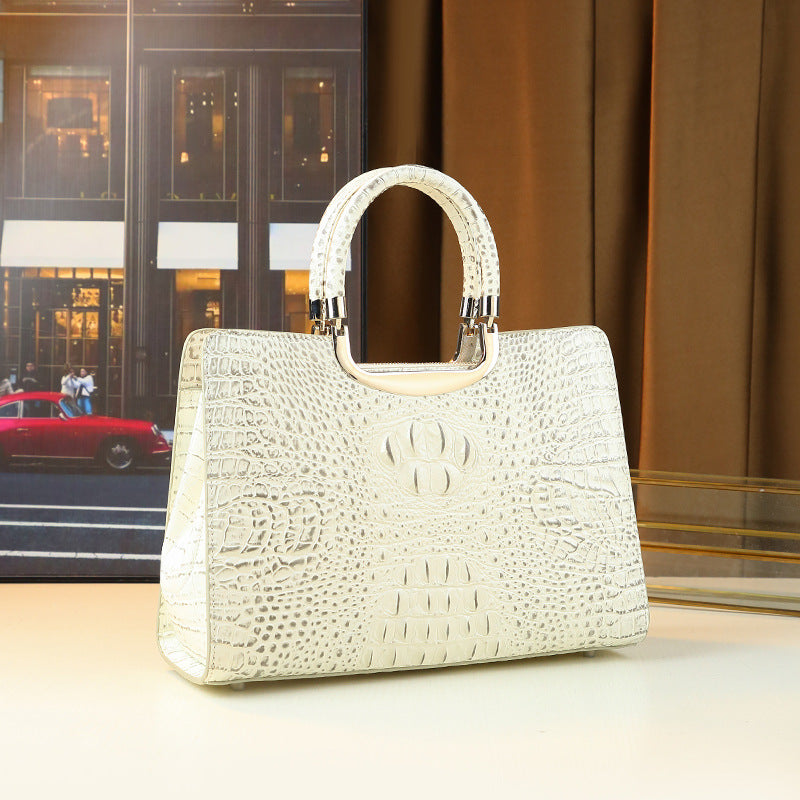 Chic Large Tote Bag for Women, A Light Luxury Croc-Effect Business Handbag with Top Handle, Versatile Shoulder Crossbody Carry for Work & Everyday