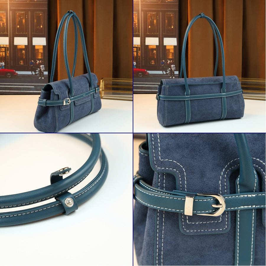 Vintage Belt Buckle Tote Bag for Women Large Capacity Square Shoulder Underarm Purse, Retro Hardware Design with Versatile Everyday Appeal