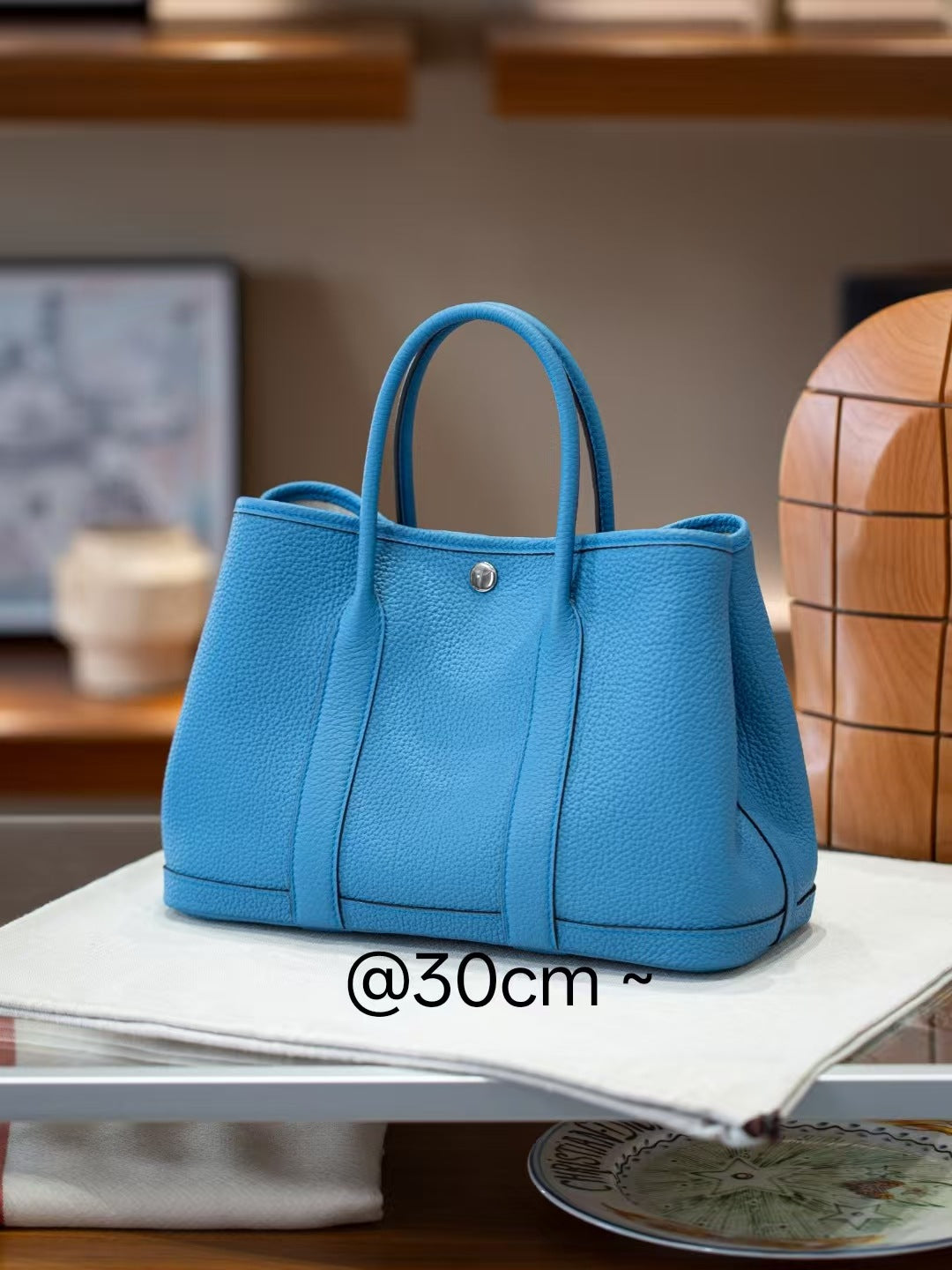 Genuine Togo Leather Garden Tote Bag for Women, New Spring Fashionable Small Top Handle Handbag, Hermès-Style Trendy Purse for Ladies
