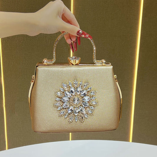 Elegant Rhinestone-Embellished Evening Handbag for Women, A Glamorous Top-Handle Crossbody Shoulder Bag with Sophisticated Design, Perfect for Wedding Bridesmaid Formal Dresses & Special Occasions
