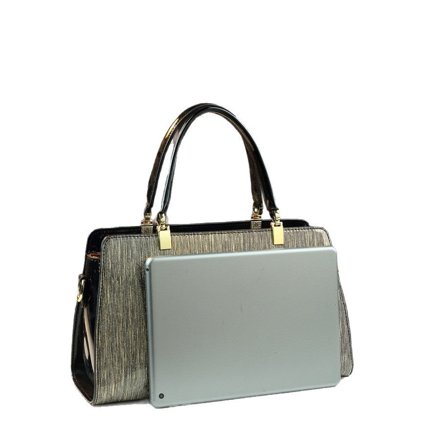 Gold-Tone Vintage Boston Bag for Women Large Capacity Shoulder Handbag, Luxurious Metallic Purse for Moms with Elegant Going-Out Style
