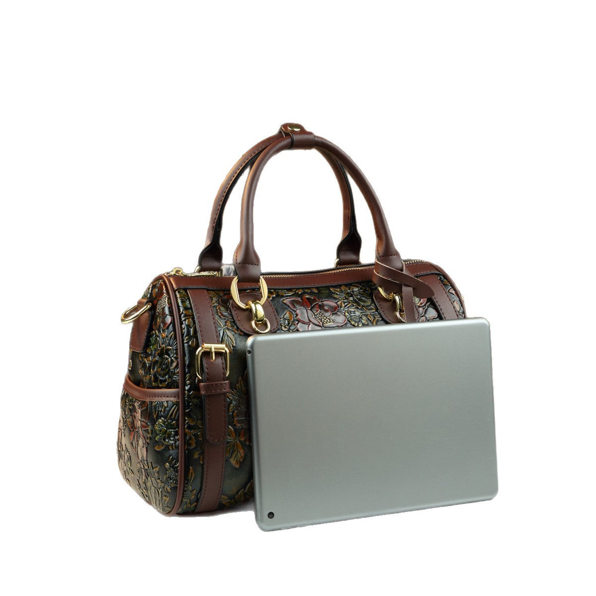 Vintage Floral Pillow Tote Bag for Women Large Capacity Shoulder Crossbody Handbag, Light Luxury Mom Purse with Elegant Floral Design