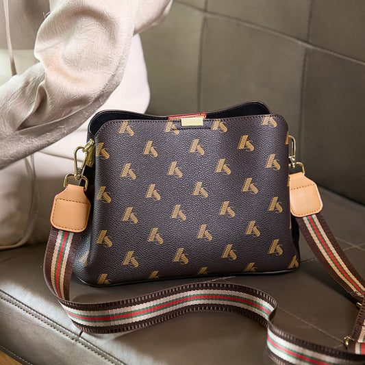 Elegant Light Luxury Printed Tote for Women, Sophisticated Shoulder Handbag with Removable Crossbody Strap, A Chic Everyday Essential