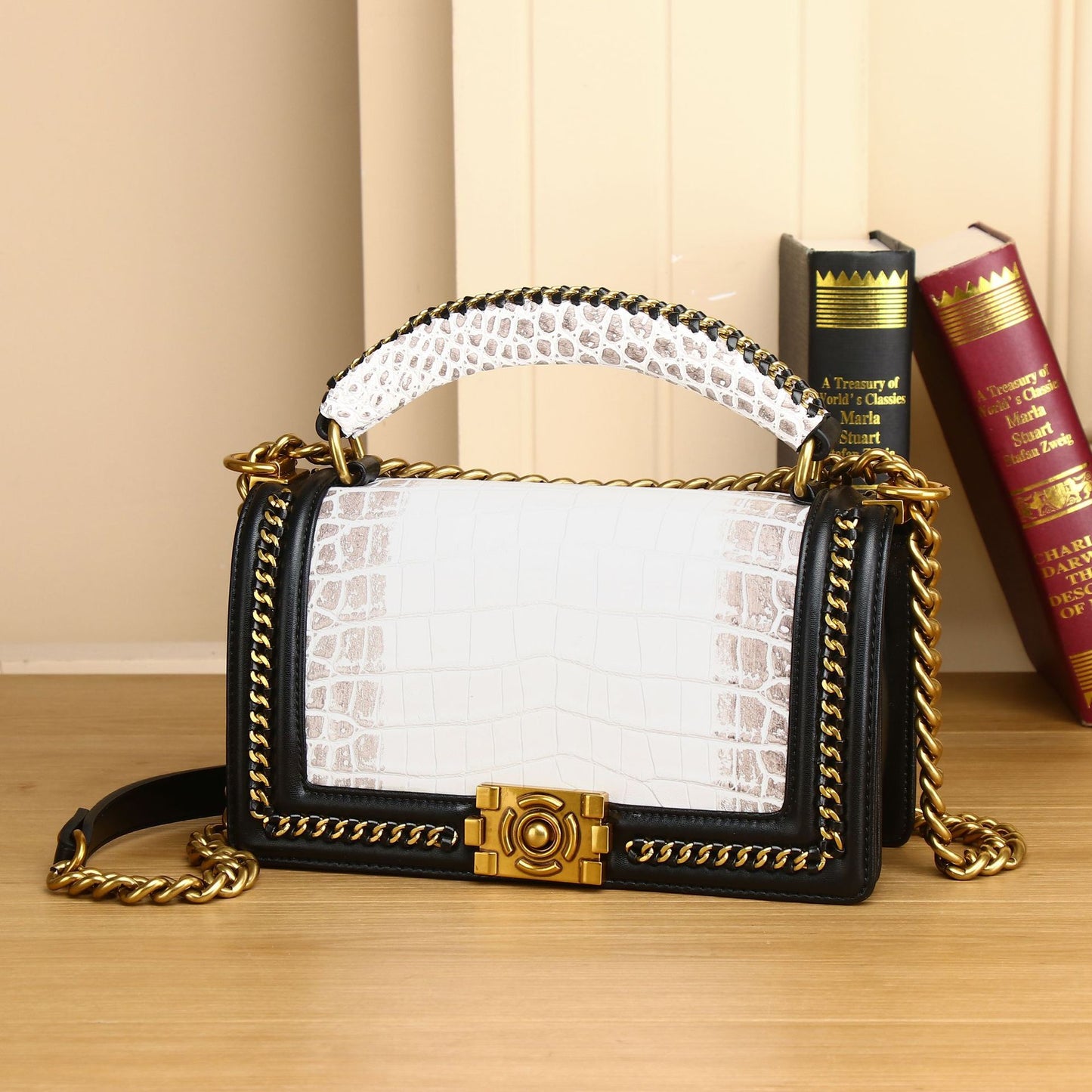 New Arrival Croc-Effect Genuine Leather Bag for Stylish Moms, A Versatile Lightweight Shoulder Crossbody Handbag with Fashionable Commuter Design