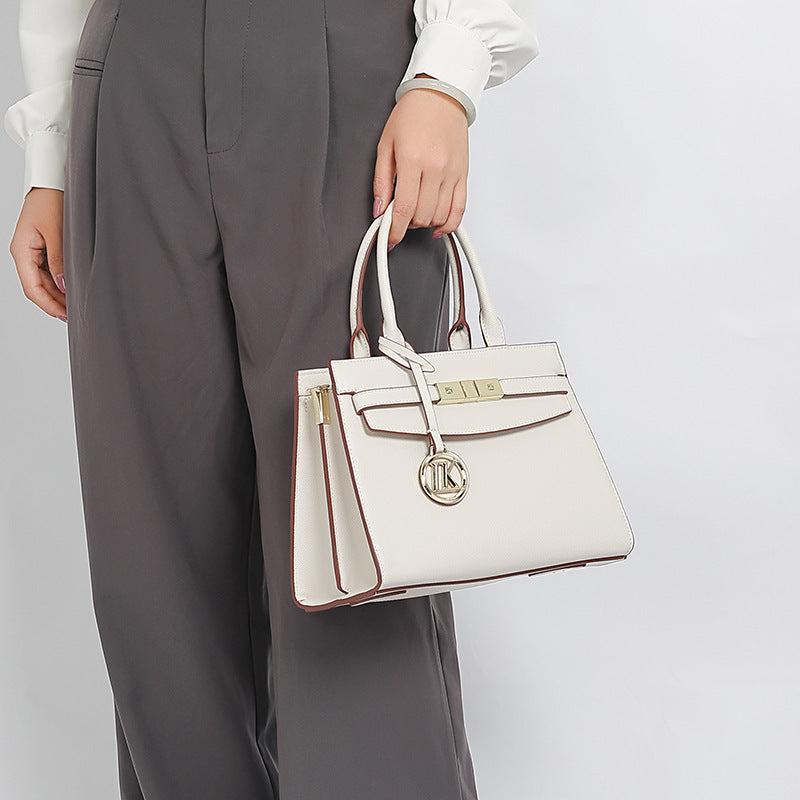 Elegant Light Luxury Handbag for Women, New Spring/Summer Trendy Shoulder Crossbody Bag with Kelly-Inspired Turn-Lock Design, A Chic Everyday Essential