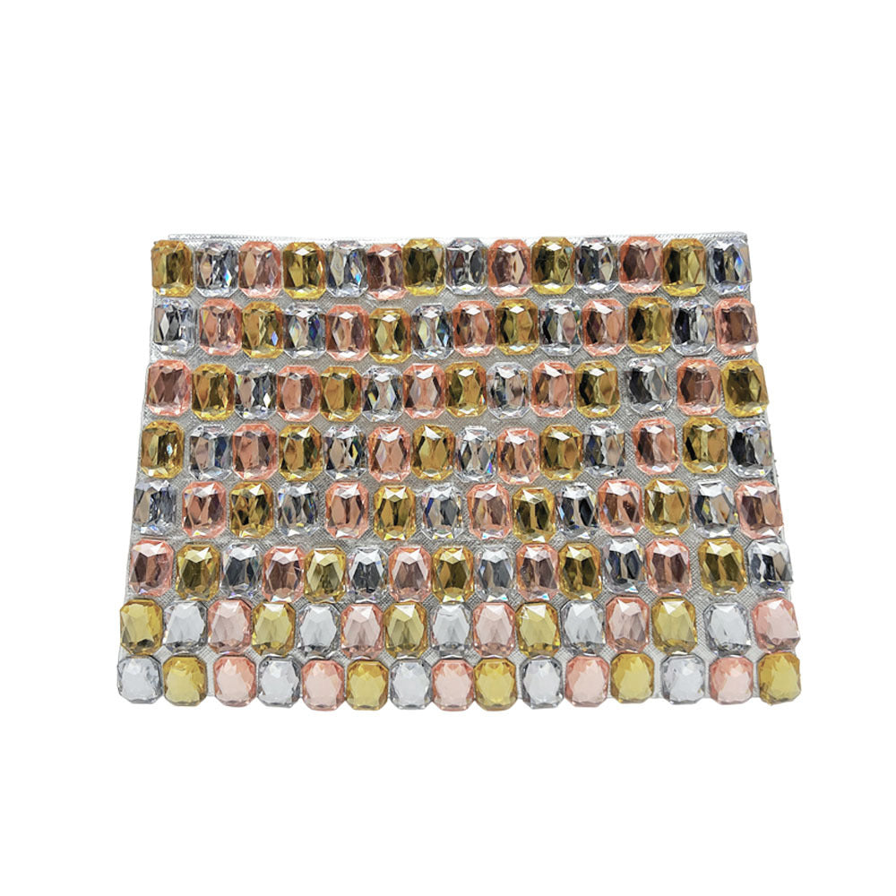Dazzling Rhinestone-Embellished Square Clutch for Women, A Luxurious Small Top-Handle Handbag with Removable Crossbody Shoulder Strap, Perfect for Banquets Weddings & Formal Gowns