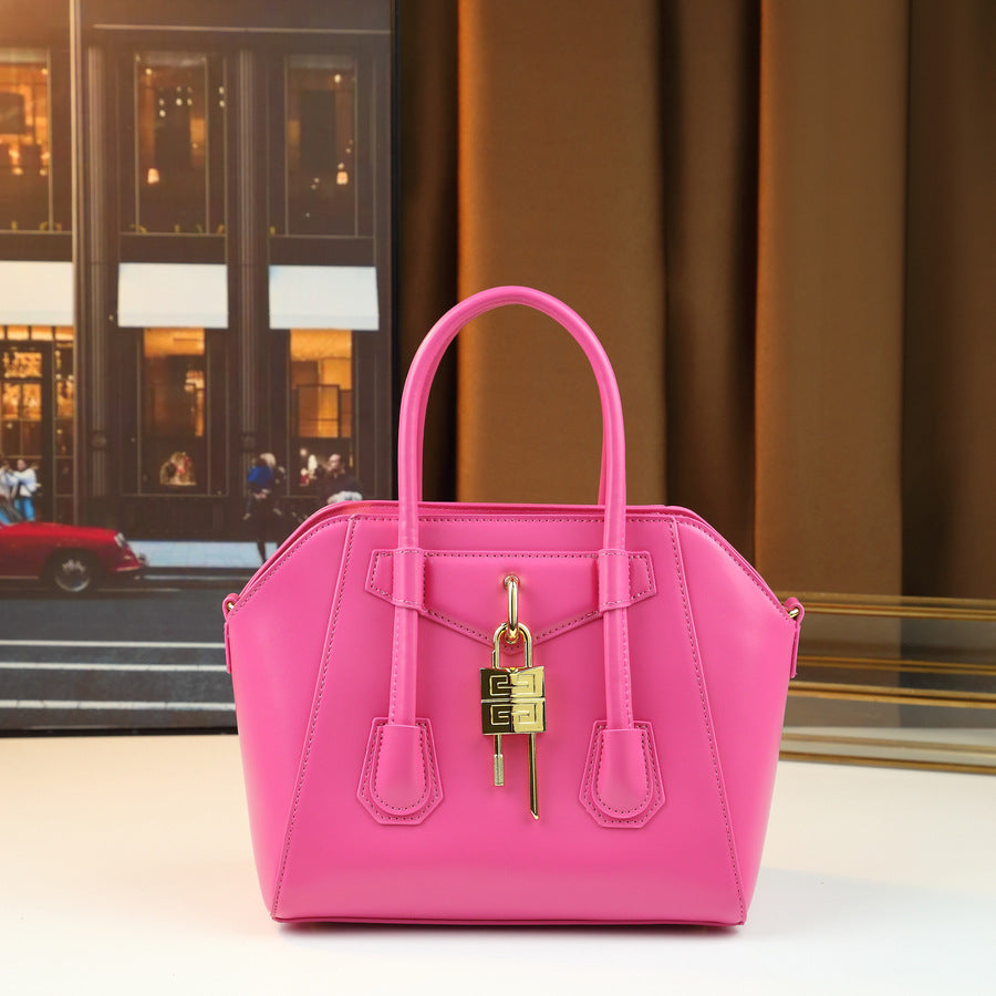 Metal Lock Boston Bag for Women 2026 New Light Luxury Large Capacity Top Handle Shoulder Crossbody Purse with Designer Hardware Accent