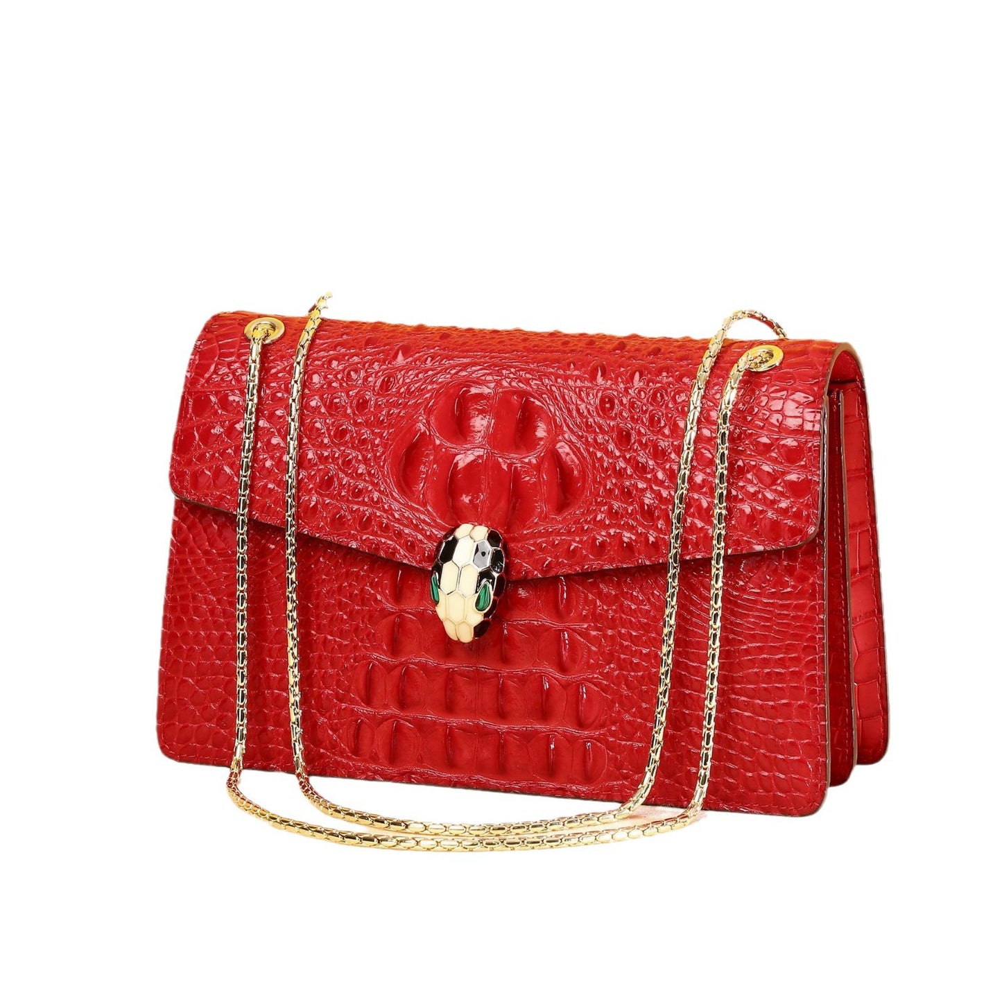 New Arrival Croc-Effect Shoulder Bag for Women, A Trendy Crossbody Chain Handbag with Croc-Bone Pattern Design