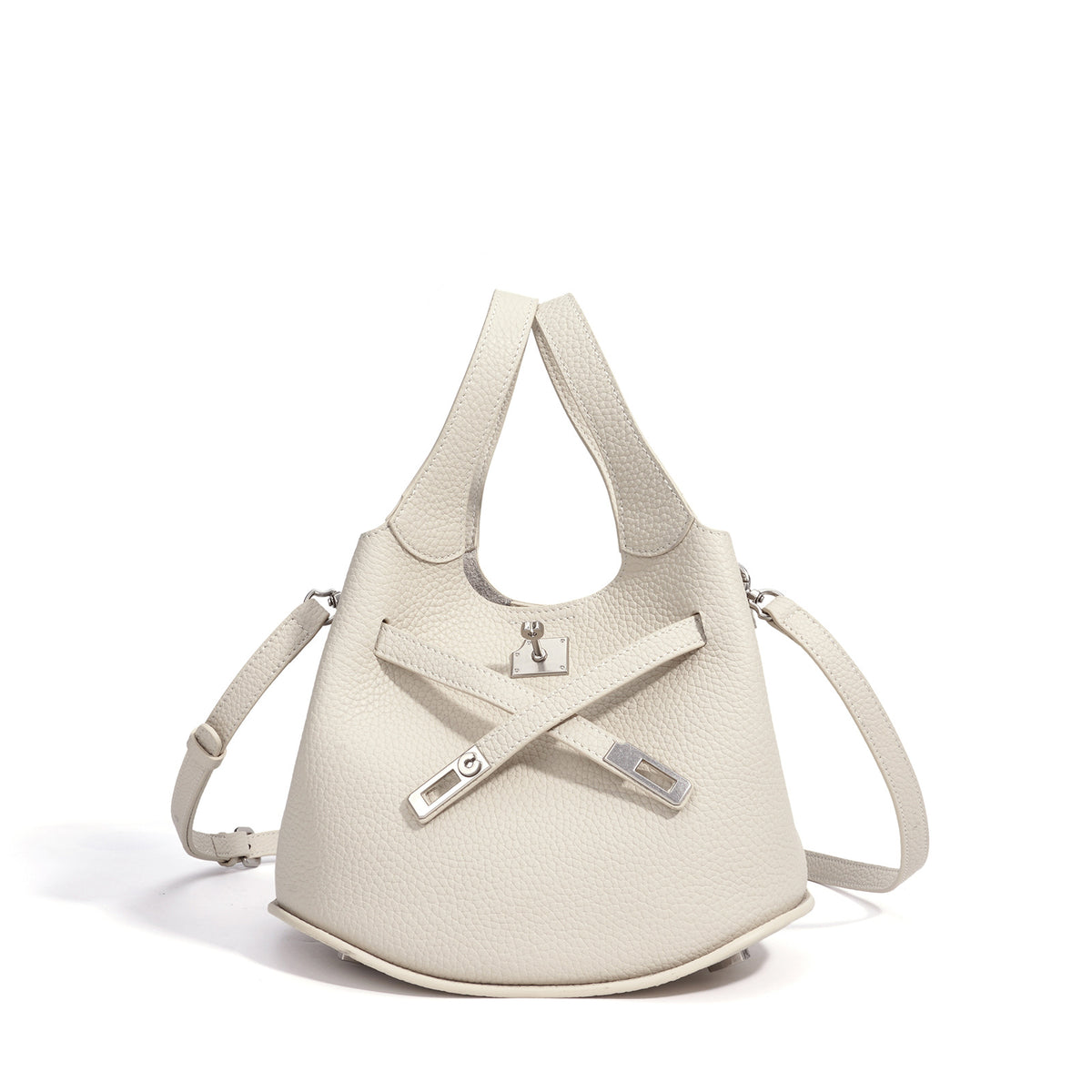 Spring Summer Premium Niche Cowhide Basket Bag, Crossbody Shoulder Top Handle Purse, Genuine Leather Bucket Handbag for Women