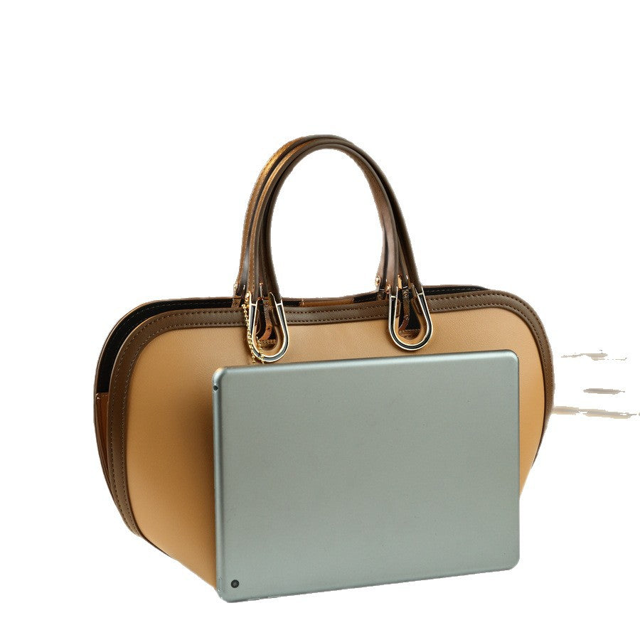 Color-Block Shell Bag for Women Large Capacity Top Handle Shoulder Crossbody Purse, Elegant Contrast Design with Versatile Everyday Appeal