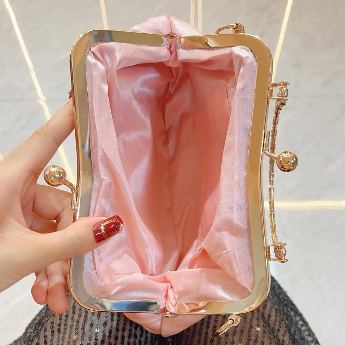 Handmade Rhinestone Kelly-Style Evening Bag for Women, French Fairy Bow Knot Banquet Purse, Sparkly Shoulder Crossbody Clutch for Ladies