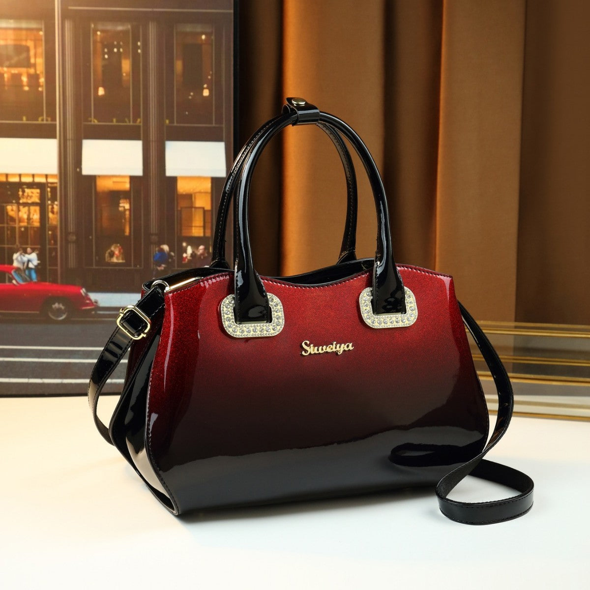 Patent Leather Shell Bag for Women Casual Shoulder Crossbody Handbag, Glossy Versatile Purse with Summer Fall Style