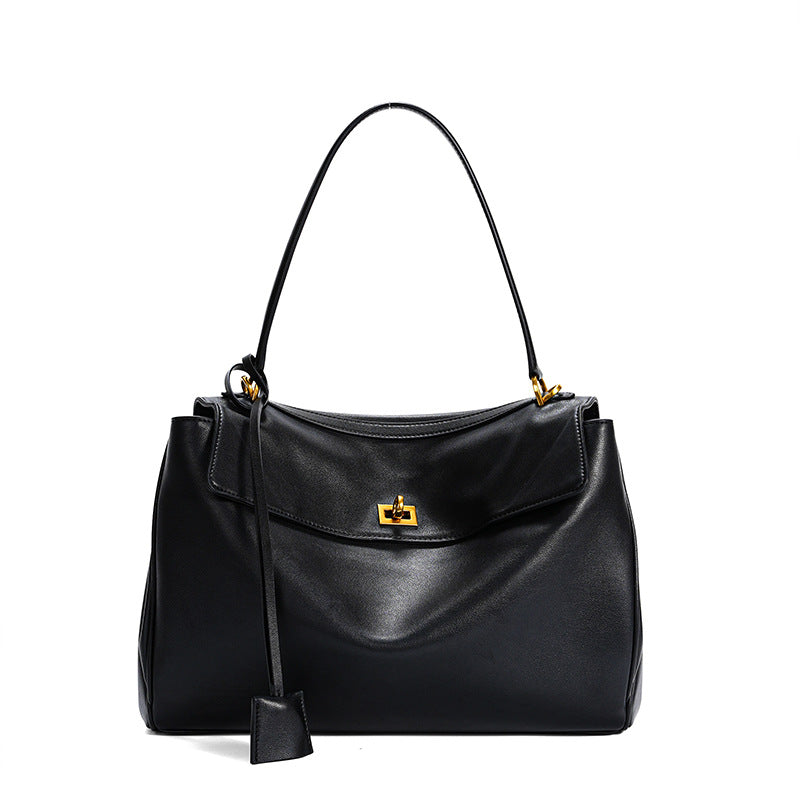 Genuine Leather Underarm Tote Bag for Women, New Fall Winter Large Capacity Crossbody Top Handle Purse, Premium Everyday Handbag for Ladies