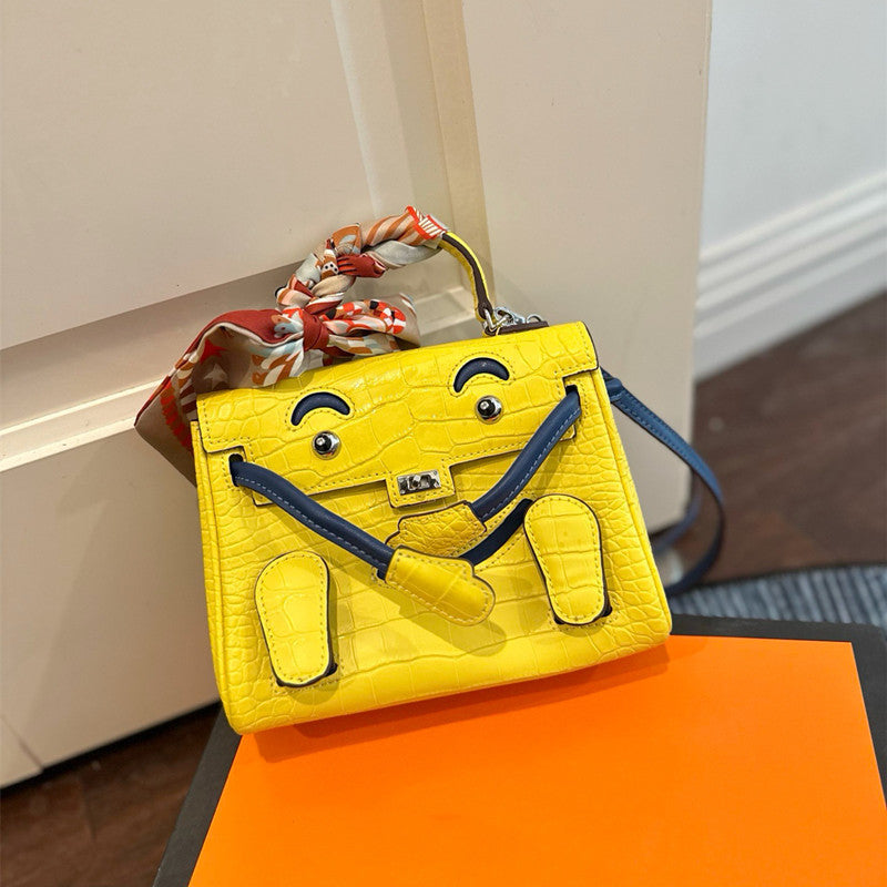 New Arrival Croc-Effect Bow Kelly-Inspired Handbag for Women, A Cute Large Capacity Shoulder Crossbody Top-Handle Bag with Trendy Design, Perfect Everyday Purse