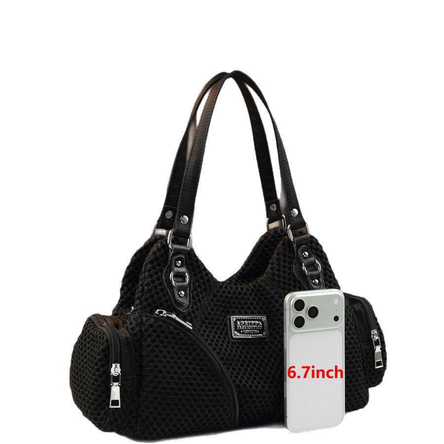 Mesh Multi-Pocket Underarm Bag for Women Niche Street Style Shoulder Handbag, Creative Commuter Purse with Soft Edgy Design