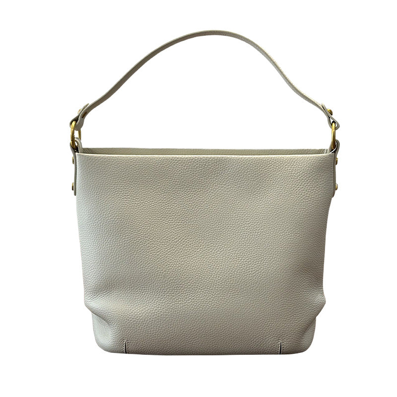 Genuine Top Layer Cowhide Bucket Bag for Women, New Spring Summer All-Season Versatile Shoulder Crossbody Top Handle Purse, Casual Commute Handbag for Ladies